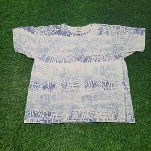 VTG 90s Coastal Fish AOP Ocean Life Art Tee Mens XL USA Made Oversized Boxy